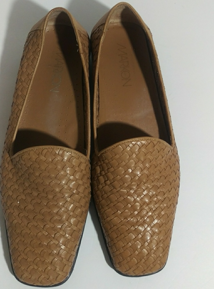 Markon Mupiel Tan Leather Weave Loafer Shoes